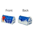 Christmas mailbox candy box in blue with snow scene and Santa Mail text front back view - Blue