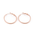 Elegant rose gold twisted rope hoop earrings with a textured spiral design for women - 30*2mm Rose Gold (KE99040-KFC)