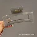 Matte translucent charcoal grey hair claw clip with metal spring 10cm length - Square Jelly Grey