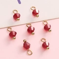 Faceted red crystal glass bead charms with gold loops for DIY jewelry making - Red Bicone Bead