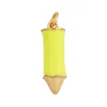 Minimalist yellow enamel pencil pendant with gold-plated caps and cubic zirconia detail - Pencil Shape-Yellow