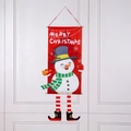 Merry Christmas hanging door flag banner featuring a smiling snowman with striped scarf - Red Snowman Style