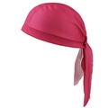 Detail of rose red cycling doo-rag showing breathable mesh fabric and durable stitching - Rose Red