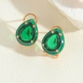 Elegant french vintage water drop earrings with emerald green stones and gold finish - Green Waterdrop