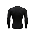 Detail view of black compression shirt back showing seamless elastic quick-dry fabric texture - Black