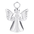 Polished silver stainless steel angel pendant in a praying pose for jewelry making - Steel