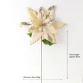 Extra large 40cm champagne artificial poinsettia with glitter for Christmas tree decor - Yellow