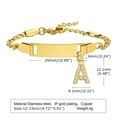 Goldenes Edelstahlarmband mit Buchstaben A Zirkonia Anhänger und gravierbarer Bar - 12CM Buchstabe A / Gold