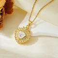 Detail of gold necklace featuring triangular zircon pendant on white geometric display - Gold Sunflower Triangle White Zircon Necklace (T021)