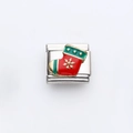 Modulo per bracciale italiano in acciaio inox con calza di Natale smaltata colorata - Calza di Natale Rossa