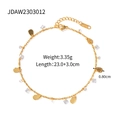 Detail of 18K gold stainless steel anklet showing K18 stamp and crystal pendant size - Gold Water Drop Zirconia Style / 23.0cm+3.0cm