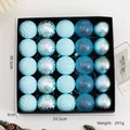 Set of 25 assorted 6cm blue Christmas balls with crackle and glitter finishes in a box - 25 Pack / Light Blue