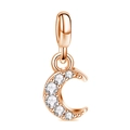 Mondsichel-Anhänger aus Roségold mit funkelnden Zirkonia-Steinen für DIY-Schmuck - Roségold Pavé Diamant Halbmond (021)