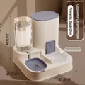 Cream blue 2-in-1 pet feeder with ceramic bowl and automatic water dispenser 25.5cm - Ceramic Style / Blue