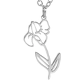 Minimalist silver stainless steel flower pendant necklace with elegant line art design - Steel Color Iris