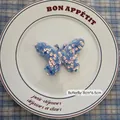 Sky blue sequin butterfly ornament with decorative fabric and glitter for Christmas - Butterfly-02 (1pc)