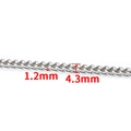 Polished silver stainless steel chain with 4.3mm width and 1.2mm wire diameter - Round Grind Chain 4.3mm