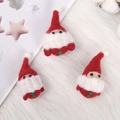 Three handmade wool felt Santa Claus figurines with red clothes and green sequins - 3D Santa Claus / Red