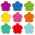 Detalle de nueve flores de papel coloridas con bordes dorados brillantes para decoración - Estilo de Flor / 108 Hojas + 120 Puntos de Pegamento