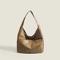 Bolso tote vintage marrón de gran capacidad, bolso de hombro de cuero sintético elegante - Marrón