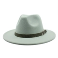Dettaglio cappello fedora verde menta con fascia intrecciata verde scuro e fibbia - M (56-58cm) / Verde menta