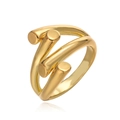 Minimalist gold irregular geometric ring with multi-layer intertwined cylinder design - Adjustable Open / Gold (14273)