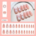 Französische Kunstnägel mit Glitzersteinen und 3D-Schleifen, 24-teiliges Set - Rich Girl Stil (Z1021) / Kleber-Typ