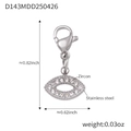 Edelstahl-Ovalanhänger mit Zirkonia-Inlay und Karabinerverschluss für Armbänder - Silberner Teufelsauge Anhänger