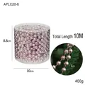 Rose gold Christmas bead chain garland, 10M length with 1cm diameter plastic round beads - 1CM Pink Bead Chain (10M Length)