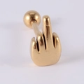 Gold middle finger piercing jewelry in polished stainless steel for individual style - 1.6mm / Middle Finger-Gold
