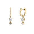 Vintage gold hoop earrings with sparkling micro-pave diamonds and dangling round zircons - Gold-White