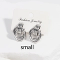 Detail of small silver layered hoop earrings displayed on a white fashion jewelry card - Small / White Gold