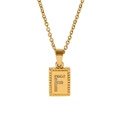 Macro detail of 18k gold plated rectangle pendant with crystal letter F and radial texture - Letter F (TN3001-F)