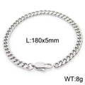 5mm silver curb link chain bracelet with lobster clasp for men and women 180mm length - Style A-5mm-180mm(KB166137-ZZ)