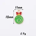Green Christmas ball pendant with red bow, enamel holiday charm for DIY jewelry, 11x18mm - 9#(Green) Xmas Ball