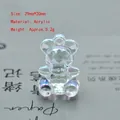 Close-up of a colorful faceted acrylic bear charm with iridescent finish and size details - 29mm*20mm / White