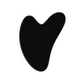 Close-up of heart-shaped black obsidian gua sha tool with high-gloss polished finish - Resin / Black
