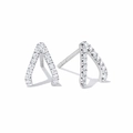 Elegante V-förmige S925 Silber-Ohrstecker mit pavé-gefassten Zirkoniasteinen - V-Form-Pavé-Stil / Silber