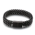 Mattschwarzes Edelstahl-Armband mit doppelreihiger Drachenkette und gebürstetem Finish - 18cm / Vintage Schwarz