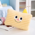 Cute yellow striped plush hand warmer pillow with a cartoon smiley face embroidery - Yellow Style