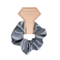 Silver grey satin scrunchie with diamond-shaped card for bridesmaid wedding gift - Gray Blue