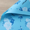 Waterproof vintage light blue rose bouquet wrapping paper with Love You print - Dreamy Rose / Ice Blue
