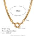 Detail of 18K gold-plated stainless steel chain with 40cm length and spring clasp - Gold (Dense NK Chain)
