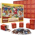 Christmas countdown puzzle calendar set with 1008 pieces and Santa Claus train design - Style sd15 (70x50cm)