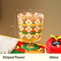 Calice in vetro a righe da 300ml con motivo a girasole per succhi e regali - 300ml / Fiori a Strisce