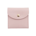 Pochette à bijoux rose texture litchi avec fermeture à bouton-pression en métal doré - 8*8cm / Rose
