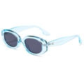 Occhiali da sole retrò ovali con montatura azzurro trasparente e lenti grigie UV400 - Blu Trasparente / Grigio