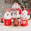 Three-piece knitted Christmas gift jars with Santa, Snowman, and Reindeer designs - Set of 3 Red White Knitted Apple Containers