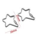 Pair of silver star-shaped stainless steel carabiners for DIY crafts, 37mm x 28mm size - Large Star Embossed Connector - Steel Color