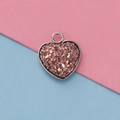 Rose gold 13mm heart pendant with glittering stone inlay and metal frame - Rose Gold Style(23)